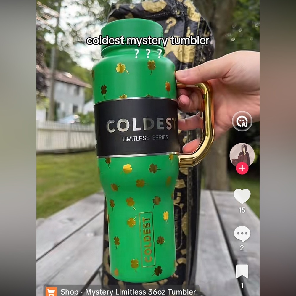 Coldest Limitless Series Green Tumbler with Gold Accents